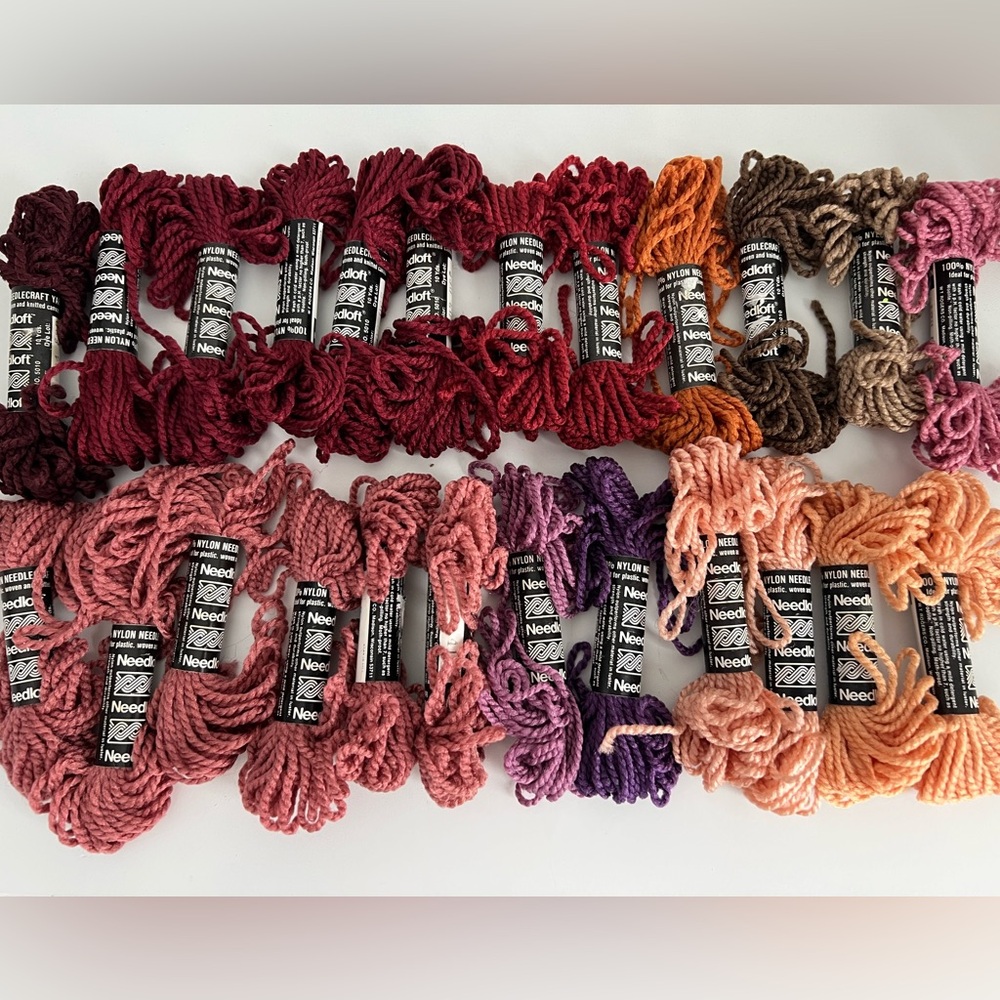 Lot of 24, Vintage Needle Craft Yarn 100% Nylon, 10-yards each NEW OLD STOCK